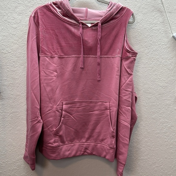 All Worthy Hunter McGrady cold shoulder velour & fleece hoodie women’s large - Picture 2 of 7